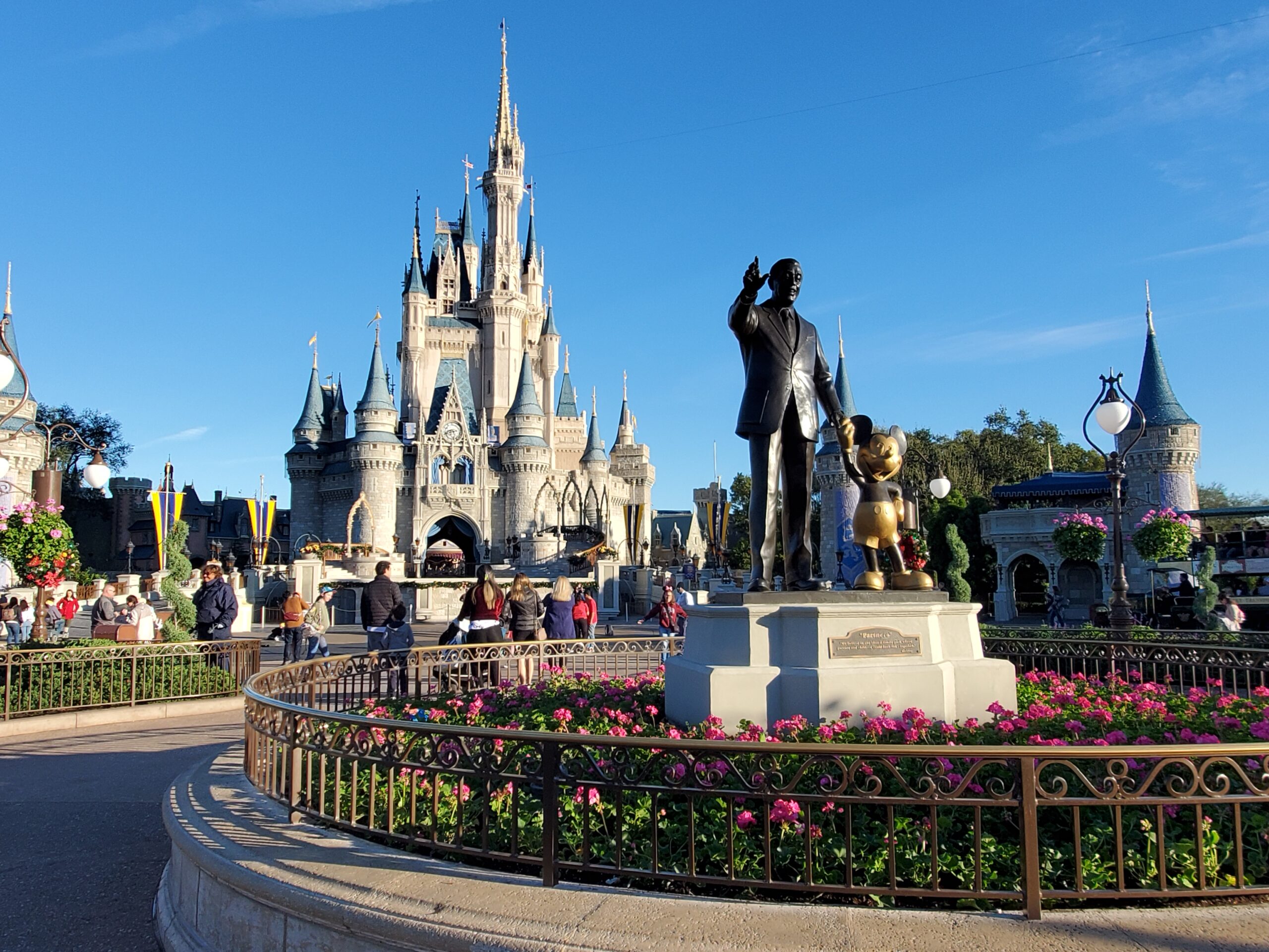 Statue of Walt and Mickey Mouse in the Magic Kingdom at Walt Disney World