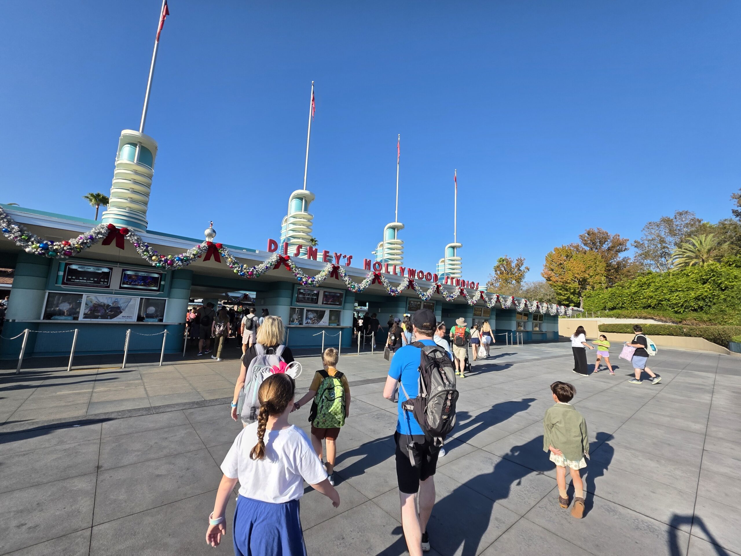Entrance of Hollywood Studios at Walt Disney World during the Christmas season