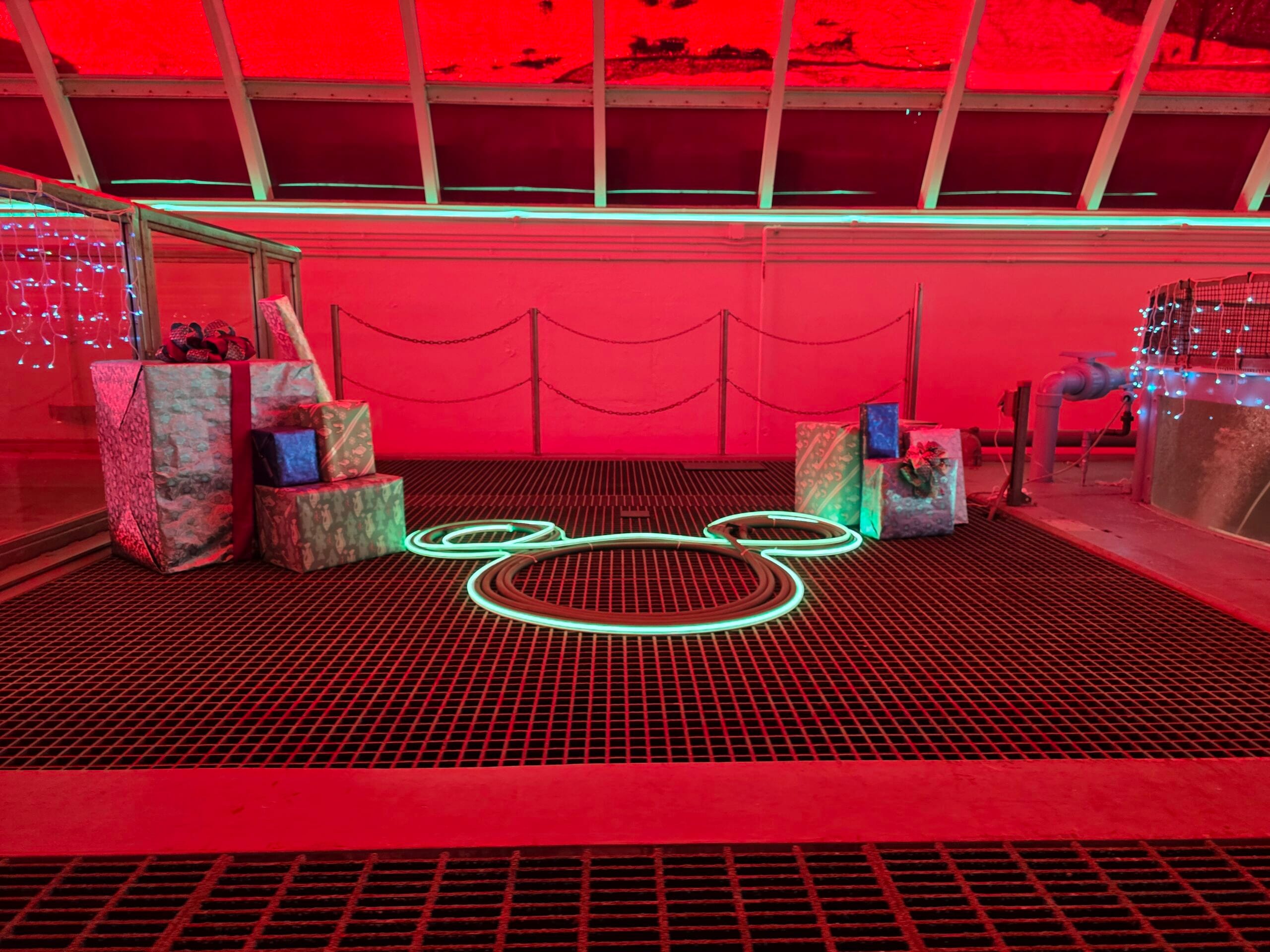 Hidden Mickey in the shape of lights on the Living with the Land ride