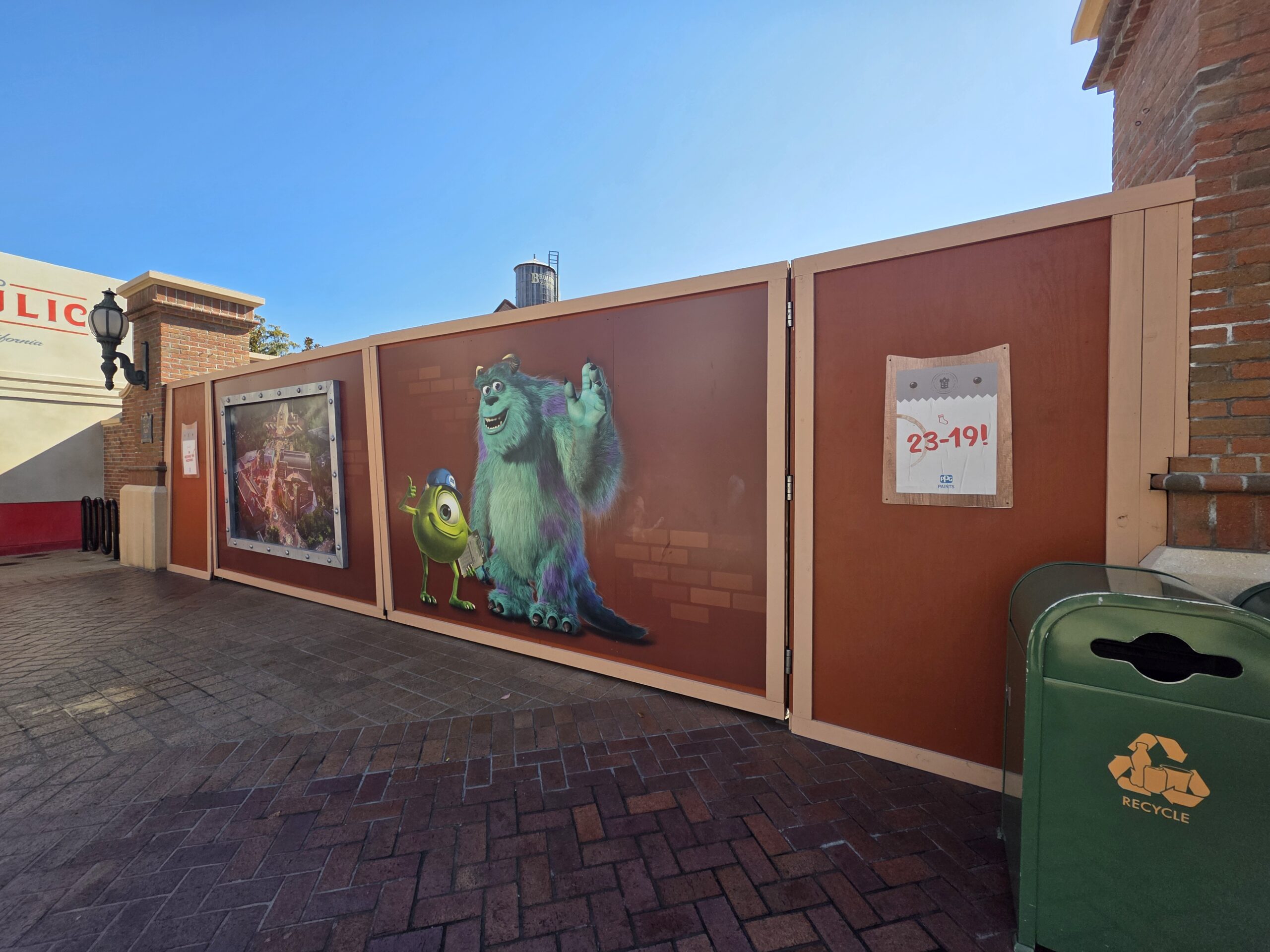 Construction wall around the developing Monstropolis section in Hollywood Studios